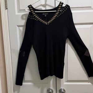 INC International Concepts Black Tunic with Gold Accents